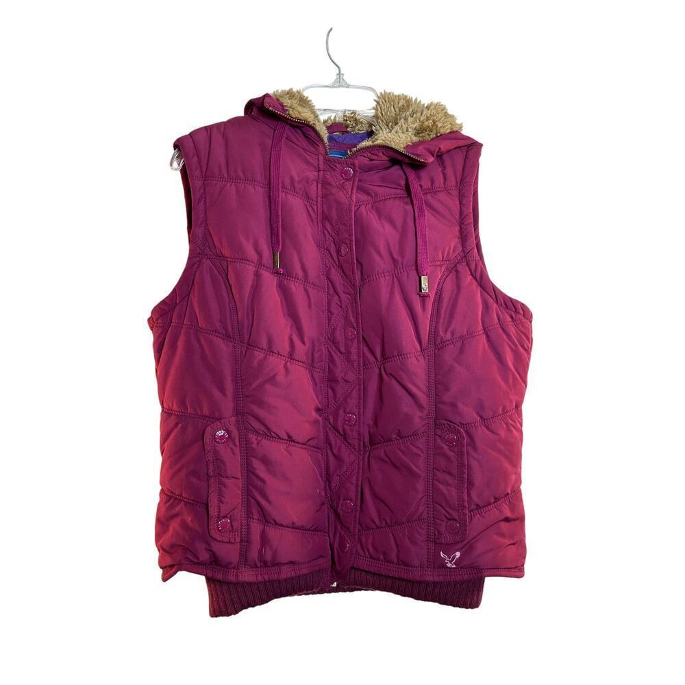AMERICAN EAGLE Women’s Faux Fur Hooded Vest Jacket / Size: Large
